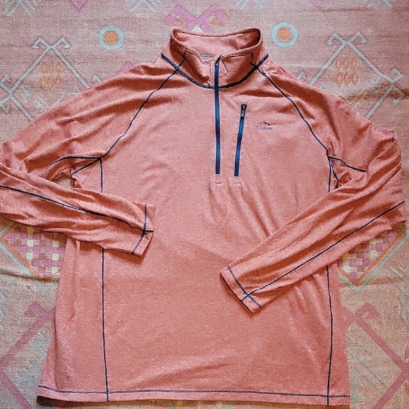 L.L.Bean Red Quarter-Zip Pullover - Picture 1 of 2